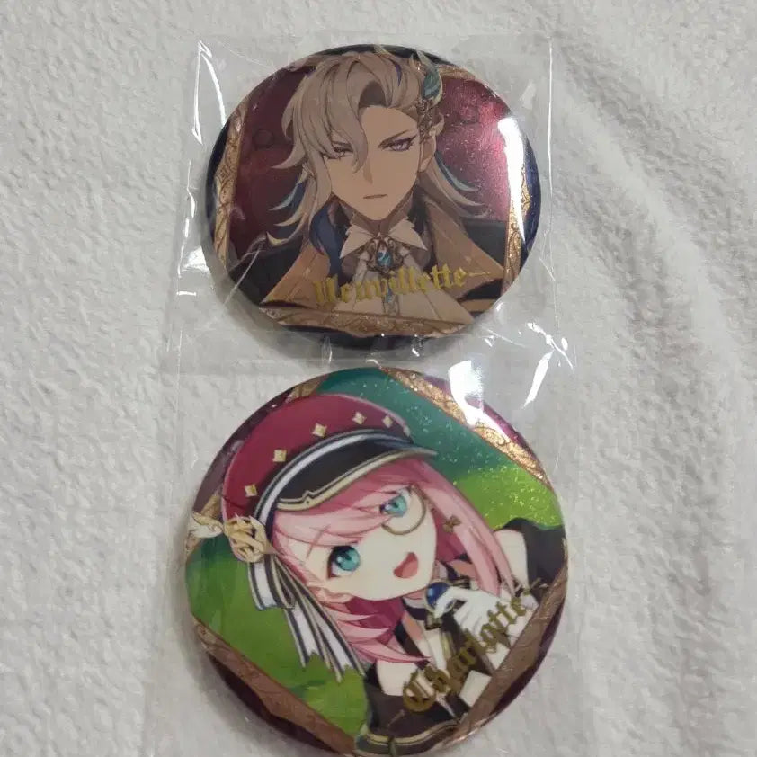 [BUNJANG] Genshin Impact Fontaine Can Badge Set (Neuvillette, Charlotte) / 원신 폰타인 캔뱃지 세트(느비예트,샤를로트)