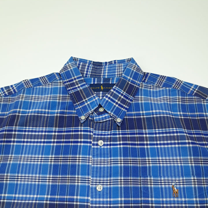 [SOLD OUT] CK043 2XL 폴로 00s 멀티포니 블루 마드라스체크 셔츠 남방