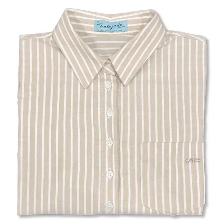 [BUNJANG] Pale Jade Oxford Striped Shirt Beige / 페일제이드 옥스포드 스트라이프 셔츠 베이지