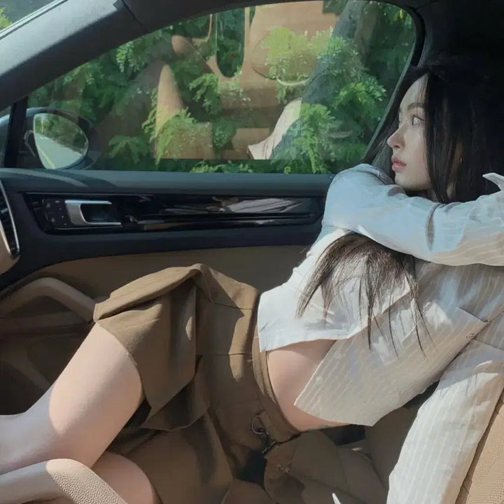 [BUNJANG] Pale Jade Oxford Striped Shirt Beige / 페일제이드 옥스포드 스트라이프 셔츠 베이지