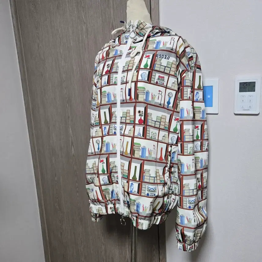 [BUNJANG] Beanpole Bookcase Pattern Hoodie Zip-Up Jacket (Overfit) / !!오늘만 이 가격  빈폴 책꽂이 패턴 후드 집업 자켓 오버핏