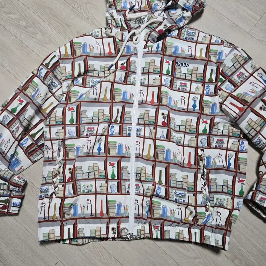 [BUNJANG] Beanpole Bookcase Pattern Hoodie Zip-Up Jacket (Overfit) / !!오늘만 이 가격  빈폴 책꽂이 패턴 후드 집업 자켓 오버핏