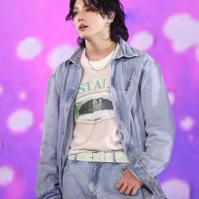 [BUNJANG] Y/Project Jungkook Denim Jeans / [Y/Project] 핀치드 로고 데님 (BTS 정국 바지)