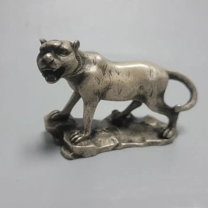 [BUNJANG] Antique White Copper Tiger Paperweight / 백동 호랑이 소형 문진