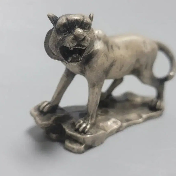 [BUNJANG] Antique White Copper Tiger Paperweight / 백동 호랑이 소형 문진