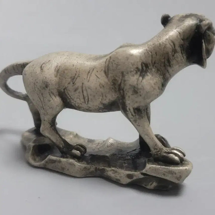 [BUNJANG] Antique White Copper Tiger Paperweight / 백동 호랑이 소형 문진