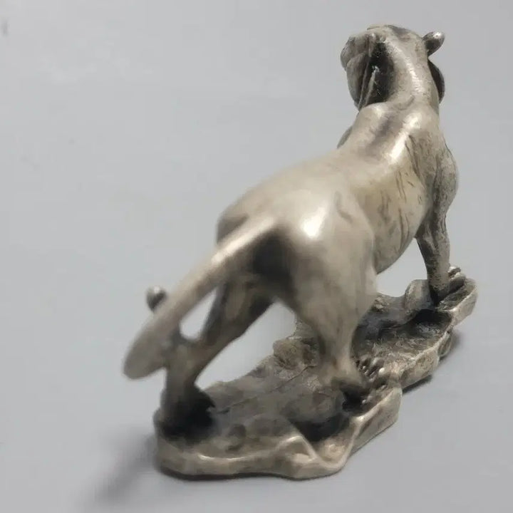 [BUNJANG] Antique White Copper Tiger Paperweight / 백동 호랑이 소형 문진
