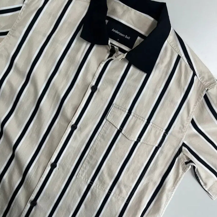 [BUNJANG] Andersson Bell Stripe Short Sleeve Shirt / [정품] 앤더슨벨 스프라이트 반팔 셔츠