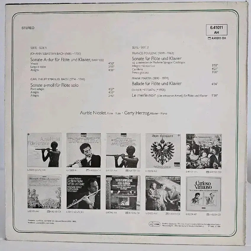 [BUNJANG] Bach Nicolet Flute Performance LP / 바흐 플루트 연주 LP