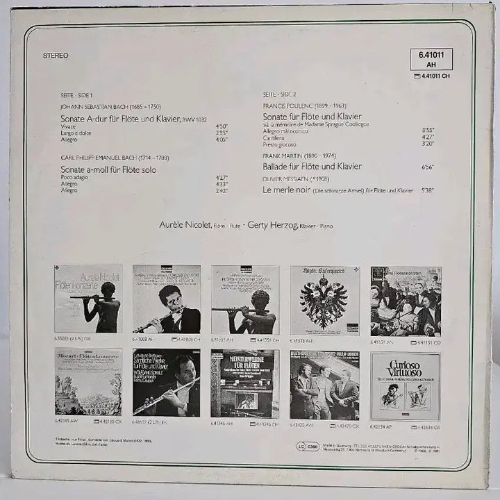 [BUNJANG] Bach Nicolet Flute Performance LP / 바흐 플루트 연주 LP