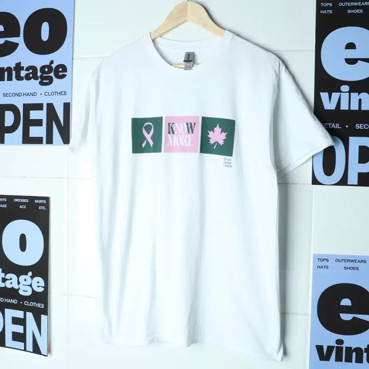 [BUNJANG] Gildan USA White Leaf Graphic T-Shirt / (L-XL) 길단 반팔 티셔츠 USA 흰색 화이트 낙엽 그린-17FF9
