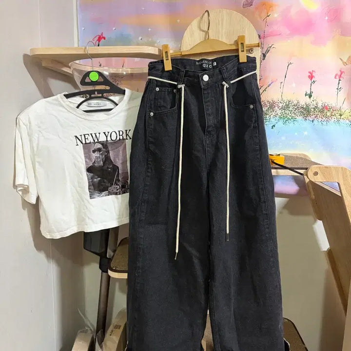 [BUNJANG] Rope Black Denim Wide Pants / 로프 흑청 와이드팬츠(새것)정가69,000