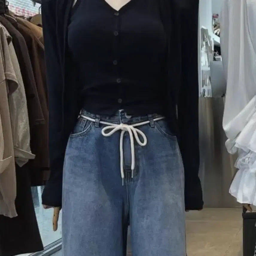 [BUNJANG] Rope Black Denim Wide Pants / 로프 흑청 와이드팬츠(새것)정가69,000