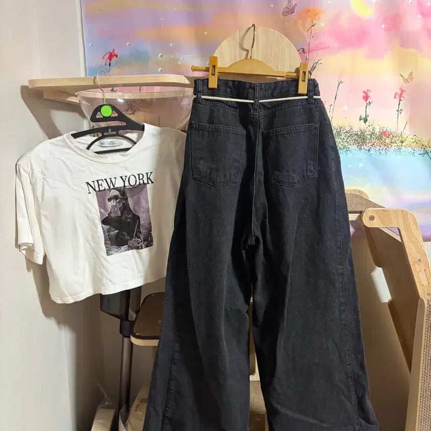 [BUNJANG] Rope Black Denim Wide Pants / 로프 흑청 와이드팬츠(새것)정가69,000
