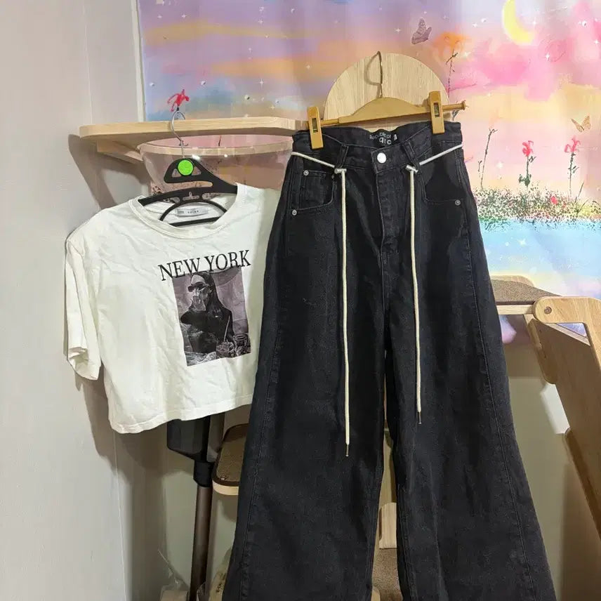 [BUNJANG] Rope Black Denim Wide Pants / 로프 흑청 와이드팬츠(새것)정가69,000