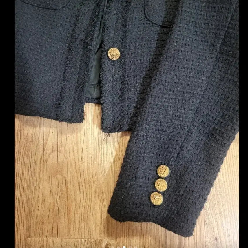 [BUNJANG] Cherry Black Tweed Cropped Jacket Size 55 / Cherry 블랙 트위드 크롭 자켓 55사이즈
