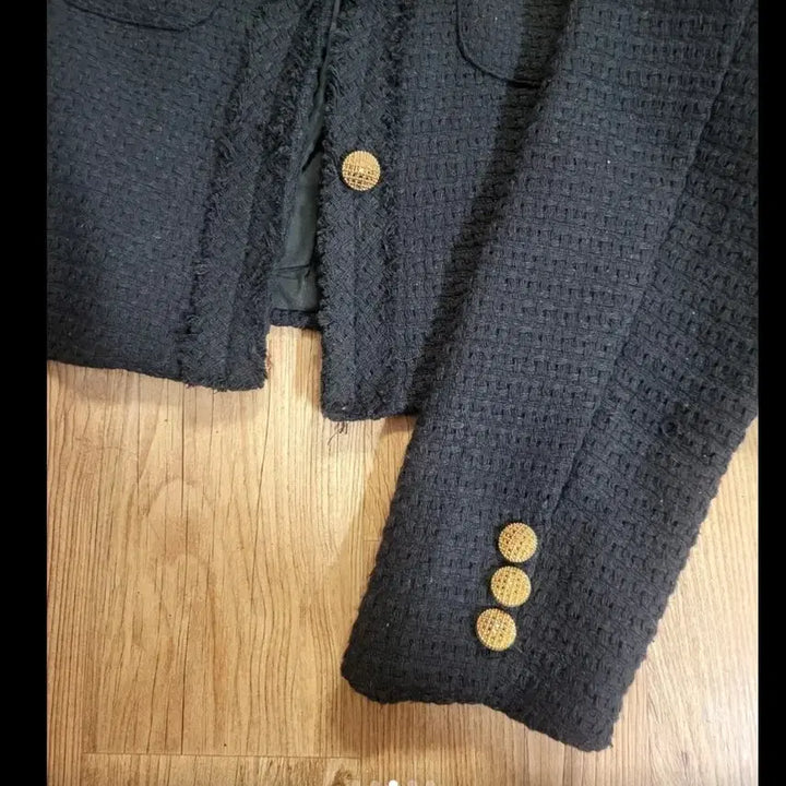 [BUNJANG] Cherry Black Tweed Cropped Jacket Size 55 / Cherry 블랙 트위드 크롭 자켓 55사이즈