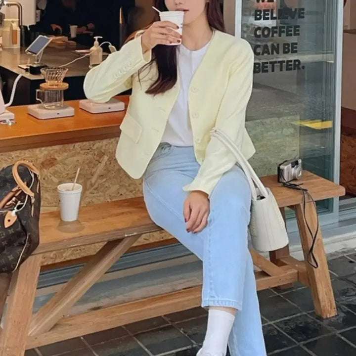 [BUNJANG] Lemon Yellow Spring Jacket / 봄 여성 자켓 레몬색상