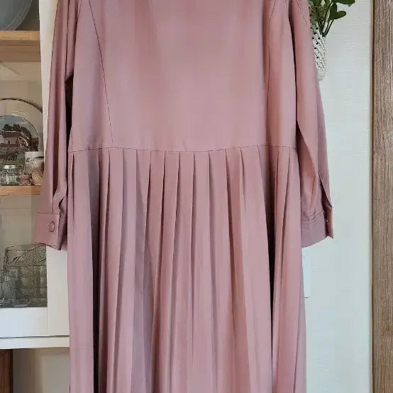 [BUNJANG] Aniv.F Pink Pleated Long Dress / 아니베에프  핑크 셔츠 칼라 플리츠 롱 원피스 55