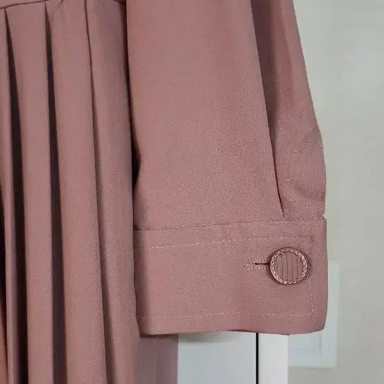 [BUNJANG] Aniv.F Pink Pleated Long Dress / 아니베에프  핑크 셔츠 칼라 플리츠 롱 원피스 55