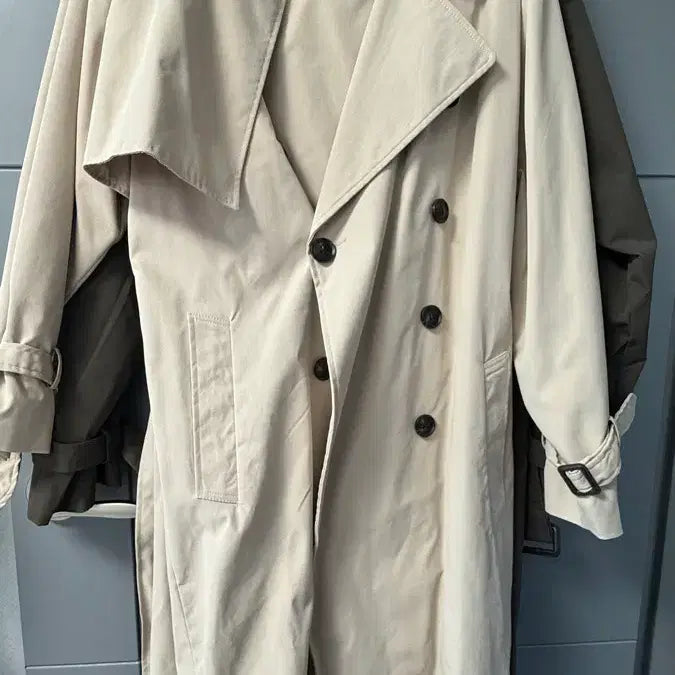 [BUNJANG] Beige Long Trench Coat - Free Size / 베이지 롱 트렌치 코트 FREE