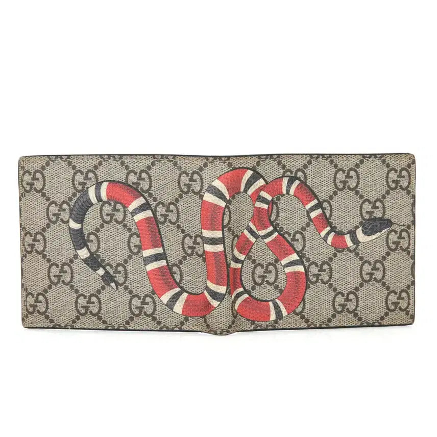 [BUNJANG] Gucci GG Supreme Snake Print Bifold Wallet / 구찌 스네이크 프린트 GG 수프림 반지갑 451268