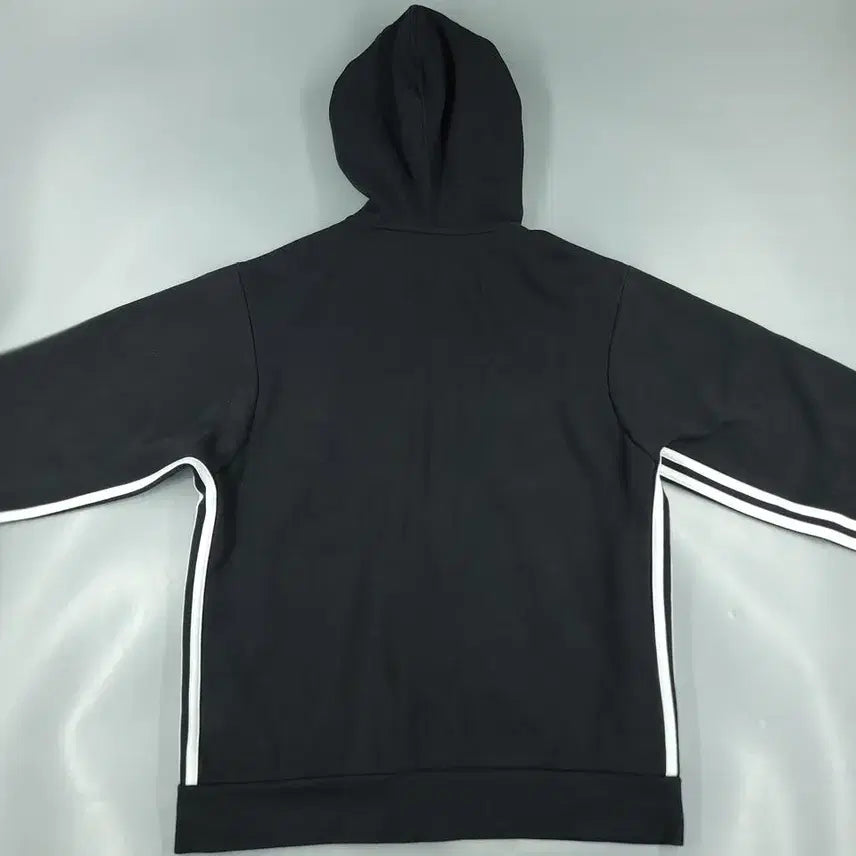 [BUNJANG] Adidas Black White Logo Cotton Blend Hooded Zip-up Jacket / 아디다스 블랙 화이트 로고 삼선 코튼블렌드 후드집업 M-L