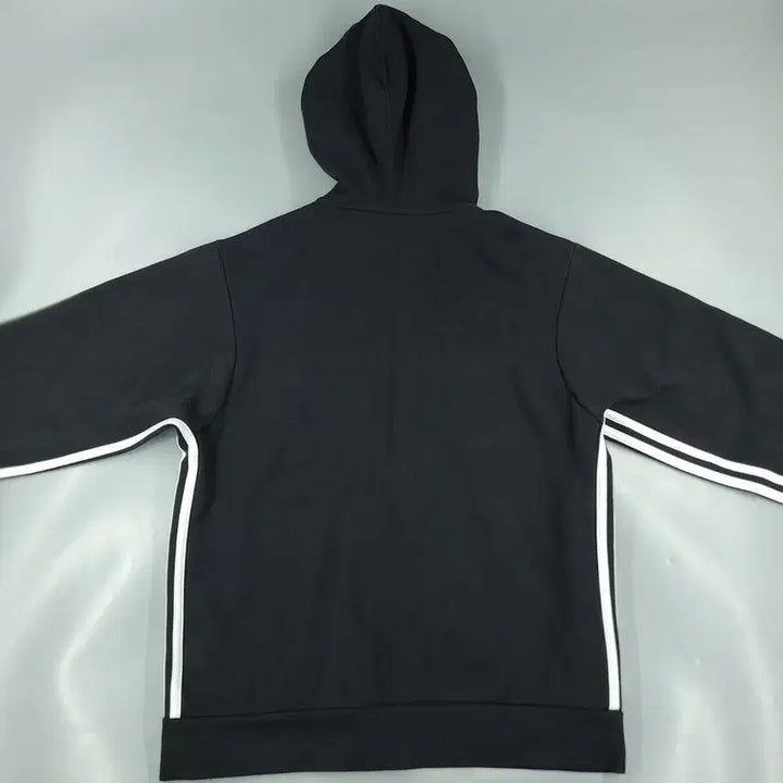 [BUNJANG] Adidas Black White Logo Cotton Blend Hooded Zip-up Jacket / 아디다스 블랙 화이트 로고 삼선 코튼블렌드 후드집업 M-L
