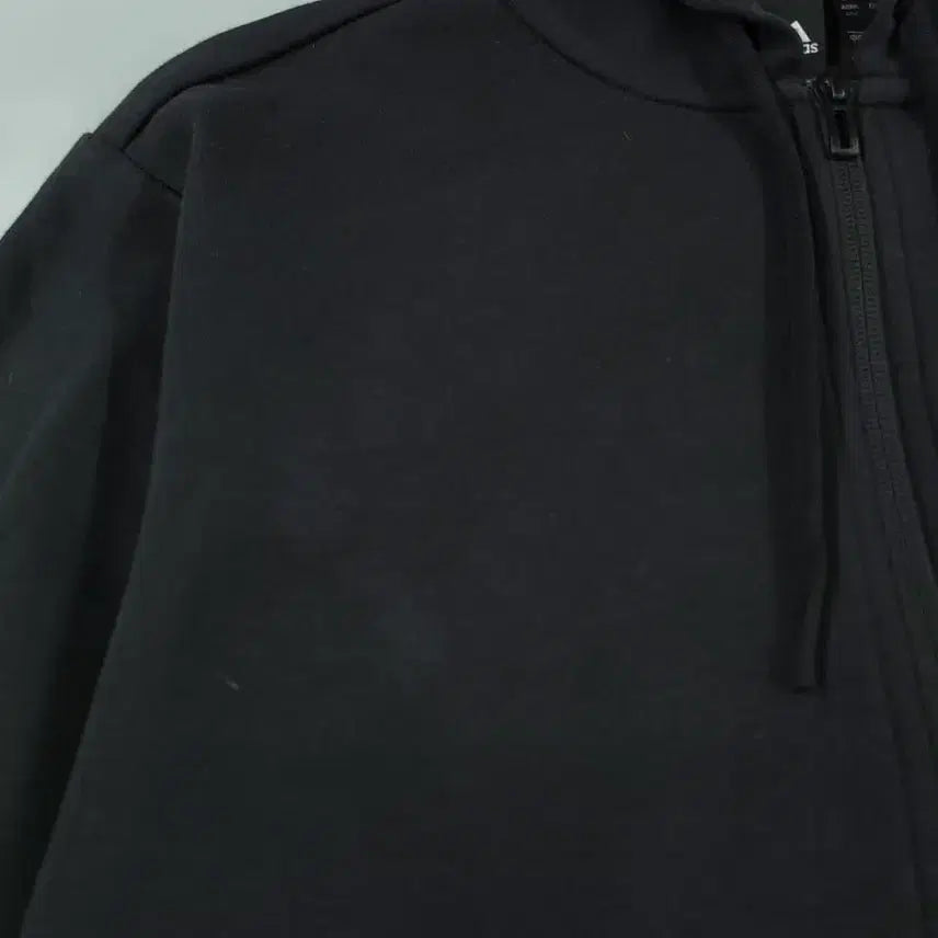 [BUNJANG] Adidas Black White Logo Cotton Blend Hooded Zip-up Jacket / 아디다스 블랙 화이트 로고 삼선 코튼블렌드 후드집업 M-L
