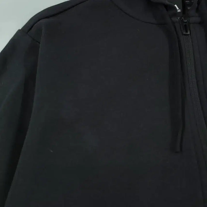 [BUNJANG] Adidas Black White Logo Cotton Blend Hooded Zip-up Jacket / 아디다스 블랙 화이트 로고 삼선 코튼블렌드 후드집업 M-L