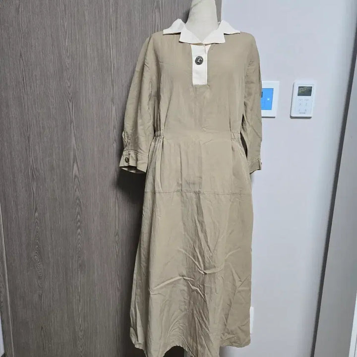 [SOLD OUT] !!오늘만 이 가격  키이스 23년식 카라넥 7부 롱 롱 원피스 베이지