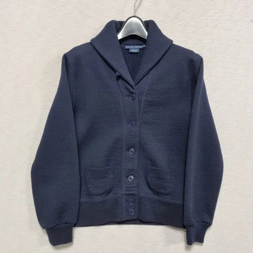 [BUNJANG] Polo Shoulder Collar Cardigan (Navy) Women&