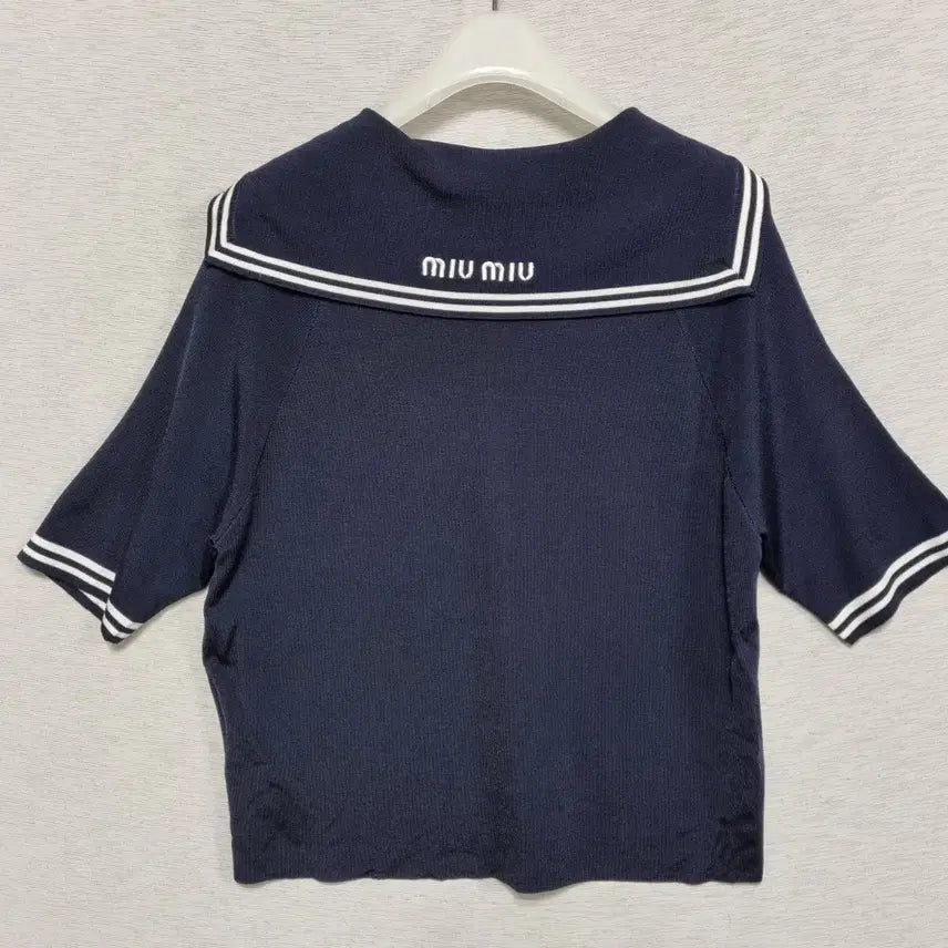 [BUNJANG] Miyumiyu Navy Knit Top / 미유미유 반팔 니트 여55ㅡ0403