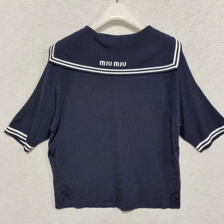 [BUNJANG] Miyumiyu Navy Knit Top / 미유미유 반팔 니트 여55ㅡ0403