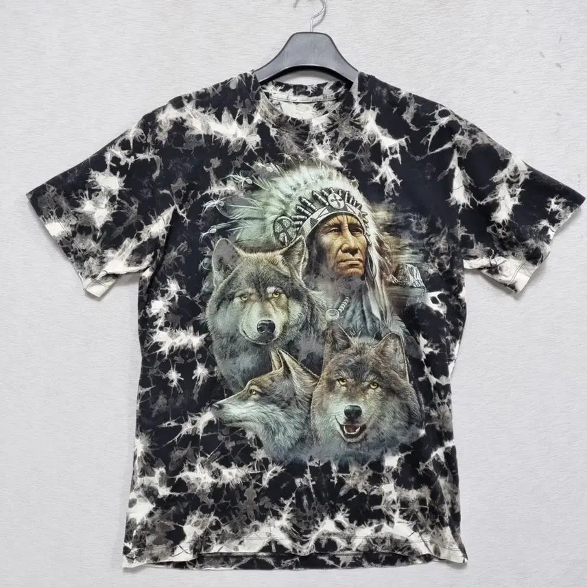 [BUNJANG] Indian Wolf Print T-shirt (Men&
