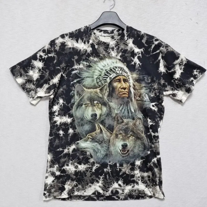 [BUNJANG] Indian Wolf Print T-shirt (Men&