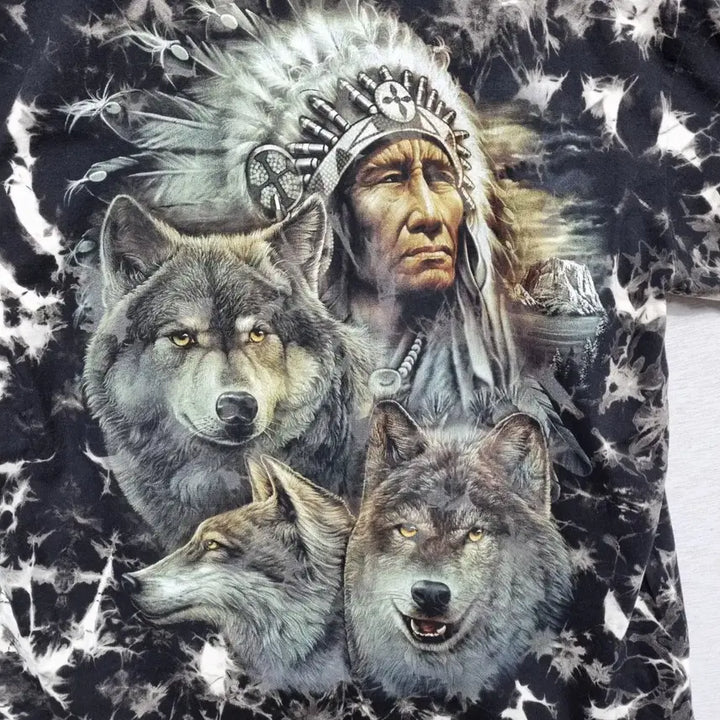 [BUNJANG] Indian Wolf Print T-shirt (Men&