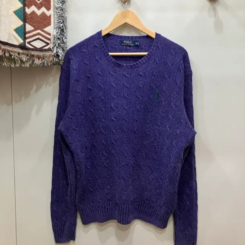 [BUNJANG] Polo Ralph Lauren Purple Cable Knit Sweater / polo 폴로 랄프로렌 퍼플 케이블 니트
