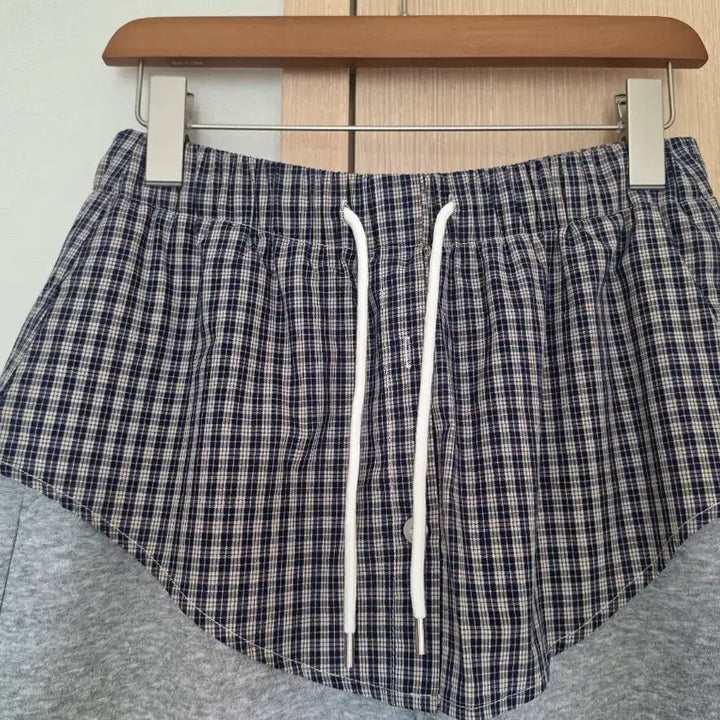 [BUNJANG] Check Wrap Skirt Training Curved Pants / 체크 랩치마바지 여성트레이닝팬츠  랩팬츠  커브드팬츠
