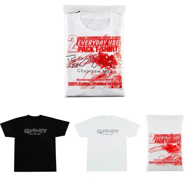[BUNJANG] JCS Chainsaw Man T-Shirt 2-Pack / 체인소맨 팩이있는티셔츠 2매입 JCS 점프캐릭터스토어