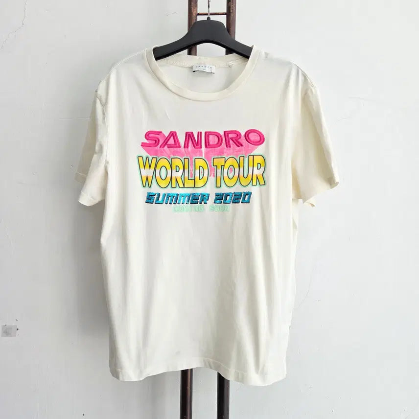 [BUNJANG] Sandro Printed Ivory Short Sleeve T-shirt / 정품 산드로 sandro 프린팅 아이보리 반팔 티셔츠