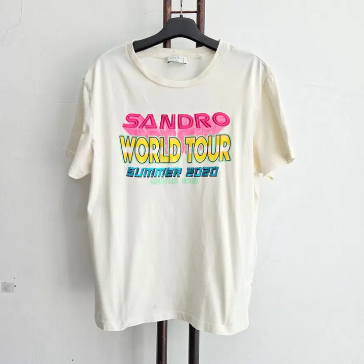 [BUNJANG] Sandro Printed Ivory Short Sleeve T-shirt / 정품 산드로 sandro 프린팅 아이보리 반팔 티셔츠