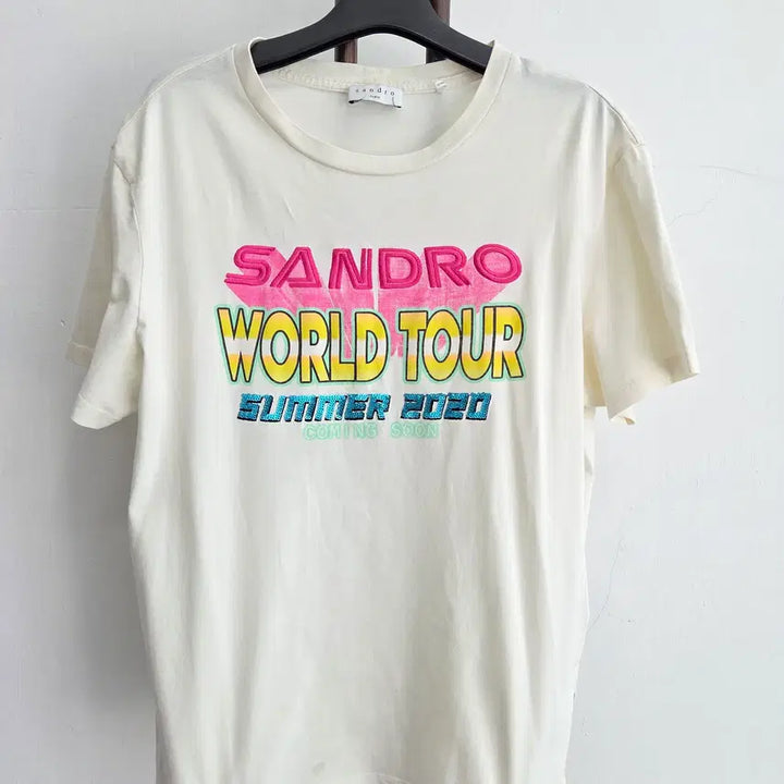 [BUNJANG] Sandro Printed Ivory Short Sleeve T-shirt / 정품 산드로 sandro 프린팅 아이보리 반팔 티셔츠