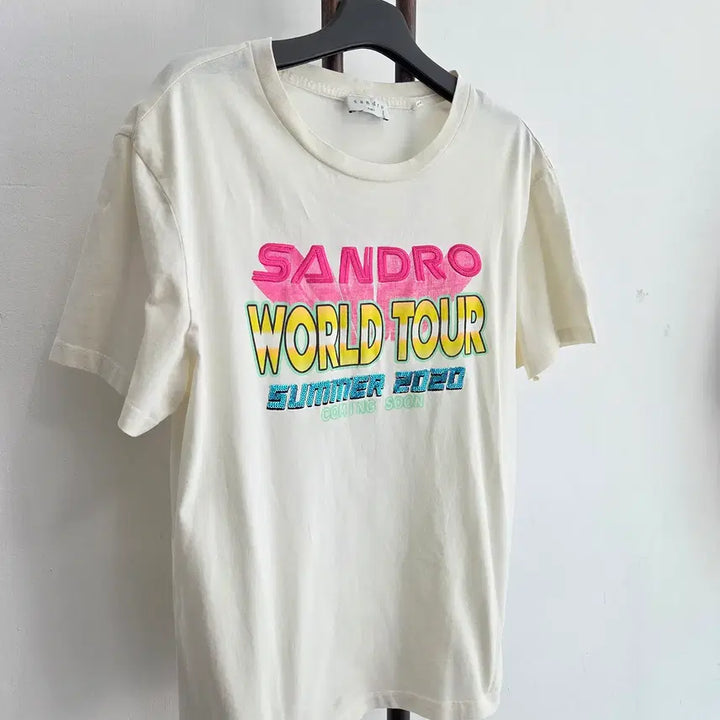 [BUNJANG] Sandro Printed Ivory Short Sleeve T-shirt / 정품 산드로 sandro 프린팅 아이보리 반팔 티셔츠