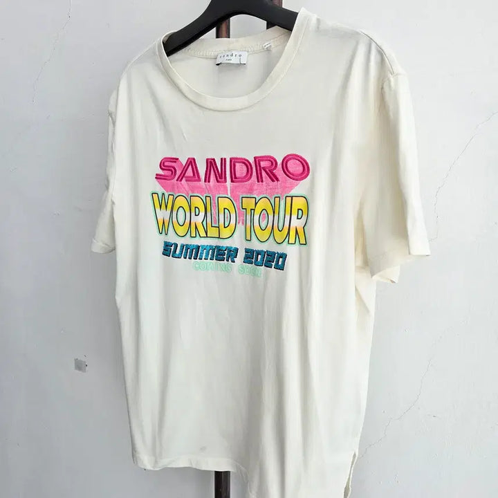 [BUNJANG] Sandro Printed Ivory Short Sleeve T-shirt / 정품 산드로 sandro 프린팅 아이보리 반팔 티셔츠