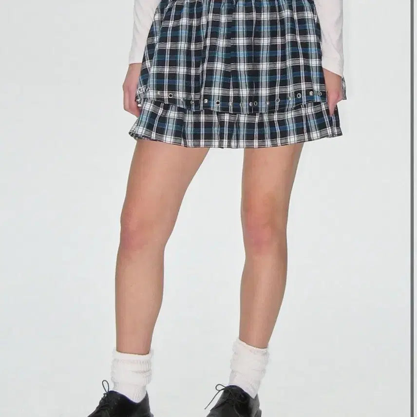 [BUNJANG] Please Project Studded Frill Checkered Skirt / 플리즈프로젝트 스터드 프릴 체크 스커트