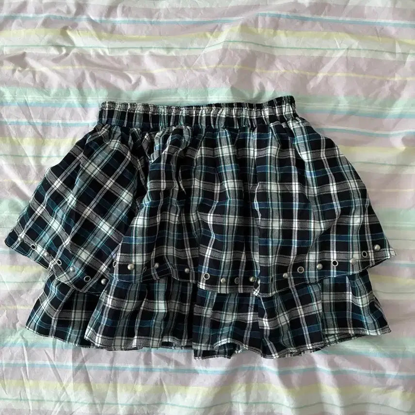 [BUNJANG] Please Project Studded Frill Checkered Skirt / 플리즈프로젝트 스터드 프릴 체크 스커트