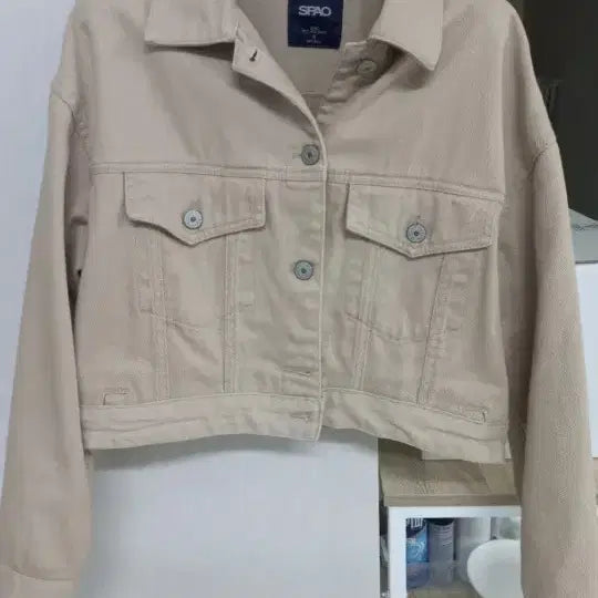 [BUNJANG] Spao Cropped Trucker Jacket Beige Size S / 스파오 크롭자켓 교신가능