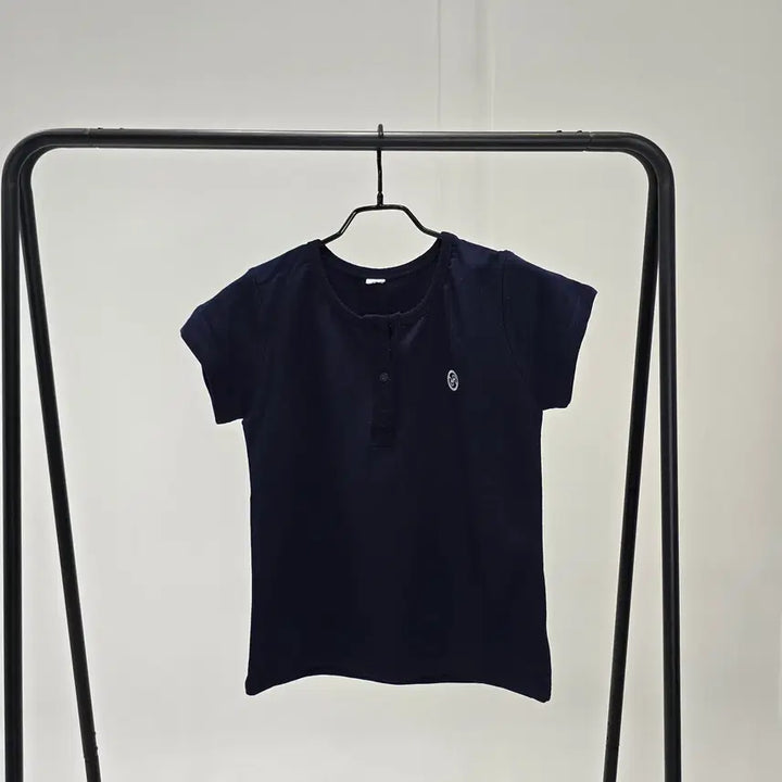 [BUNJANG] RonRon Henryneck Half T-Shirt Navy / 론론) HENRYNECK HALF T-SHIRT NAVY