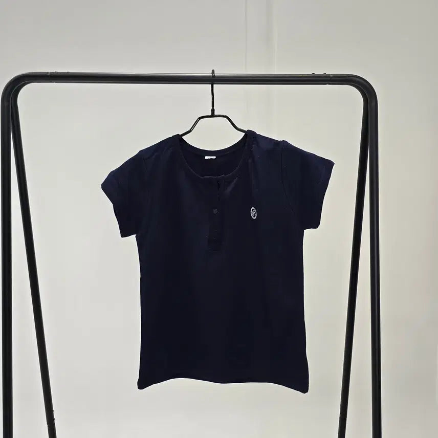[BUNJANG] RonRon Henryneck Half T-Shirt Navy / 론론) HENRYNECK HALF T-SHIRT NAVY
